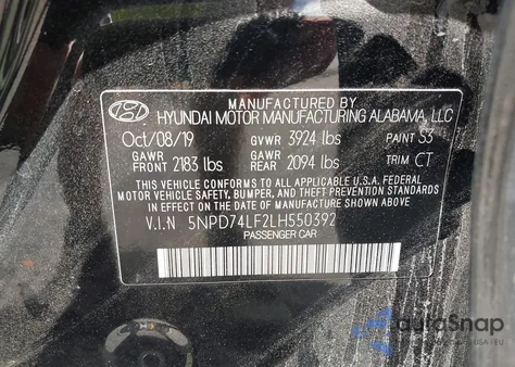2020 Hyundai Elantra Se z USA, uszkodzony, nr VIN 5NPD74LF2LH550392